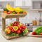 Sorbus 2-Tier Bamboo Basket Rack Stand Holder for Kitchen Counters, Home Storage Basket Display Tray for Fruit Vegetables Snacks Bread